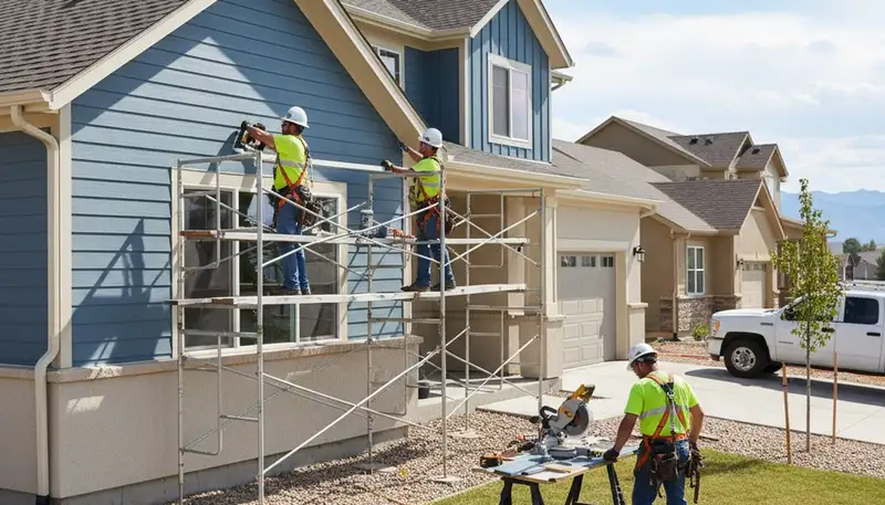 Denver, CO siding contractor installing durable vinyl siding for homes