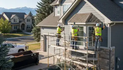 Denver, CO siding contractor installing vinyl siding on a home exterior