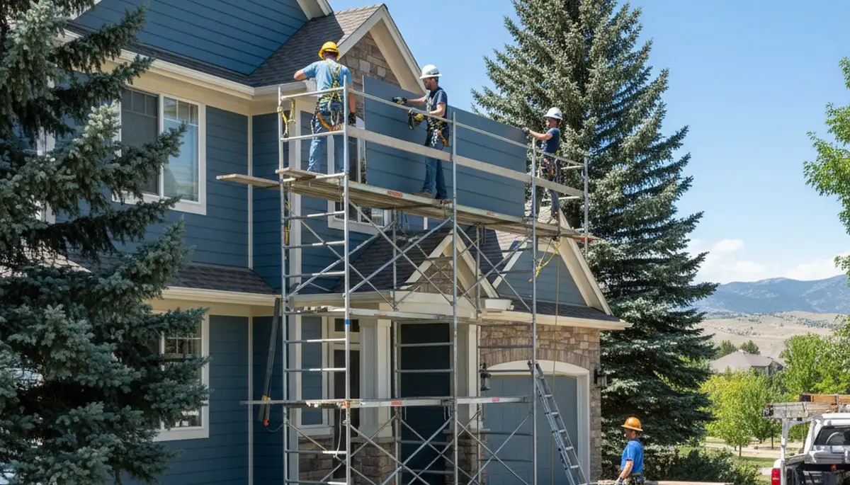 Denver, CO siding contractor installing vinyl siding on a residential home