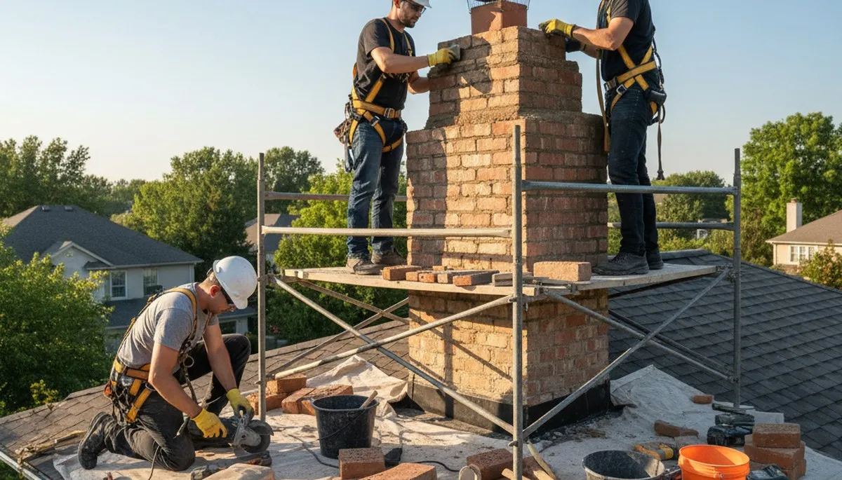 Denver chimney repair by siding contractor for cracked mortar and weather damage in Denver, CO