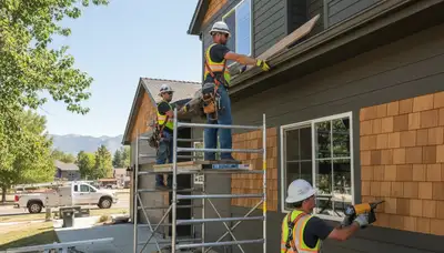 Denver, CO siding contractor installing durable vinyl siding on a home