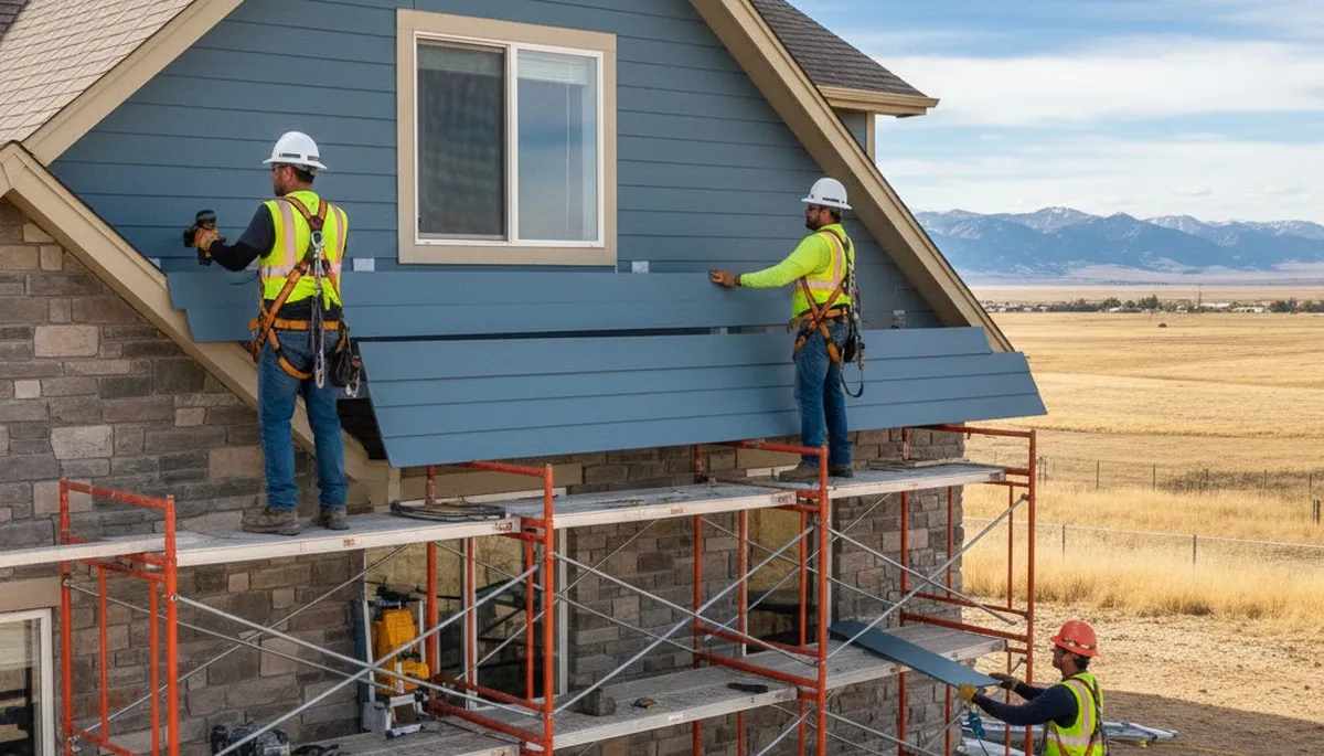 Denver, CO siding contractor installing vinyl siding on a home exterior
