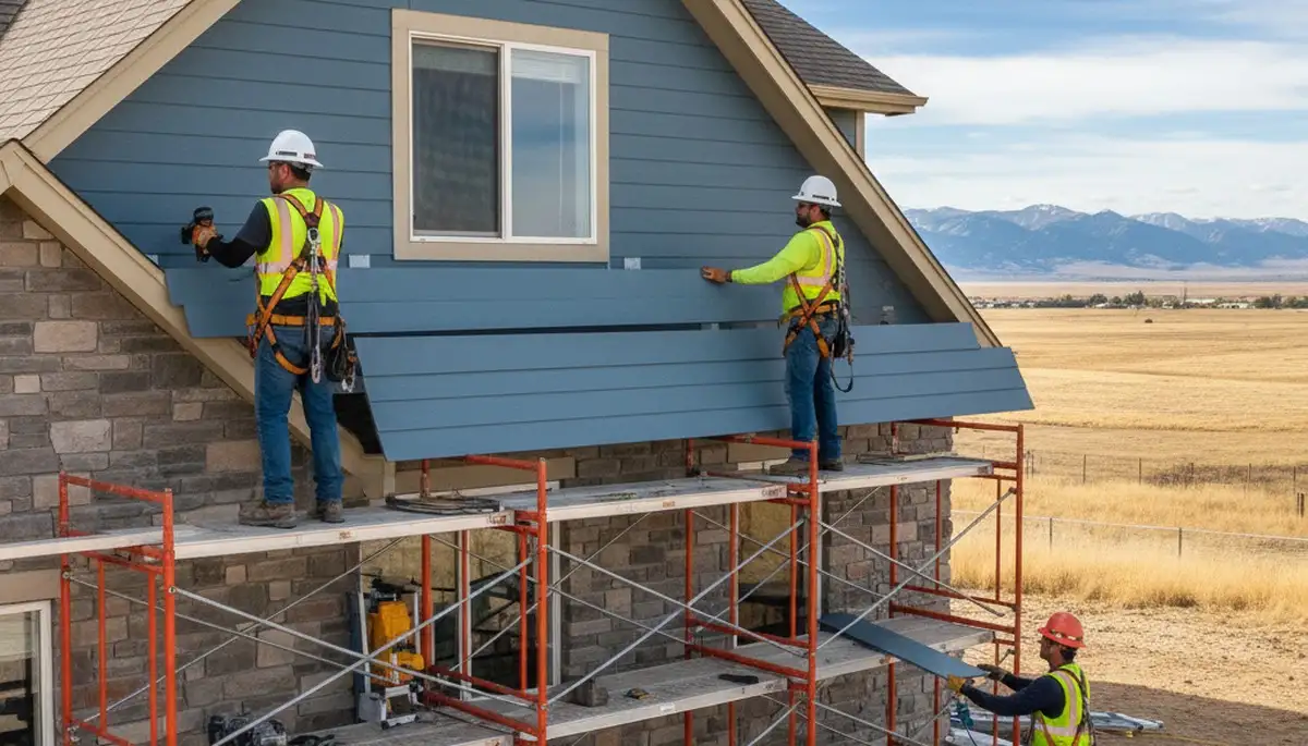 Denver, CO siding contractor installing vinyl siding on a home exterior