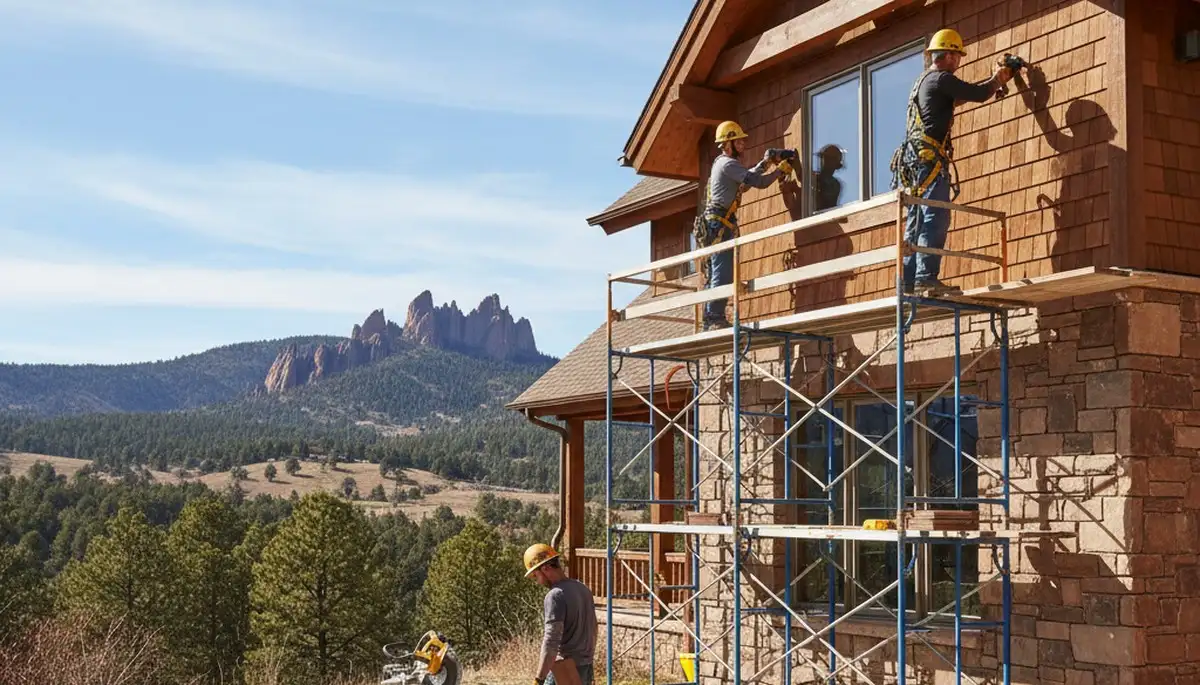 Vinyl siding installation team serving Denver, CO on a residential home