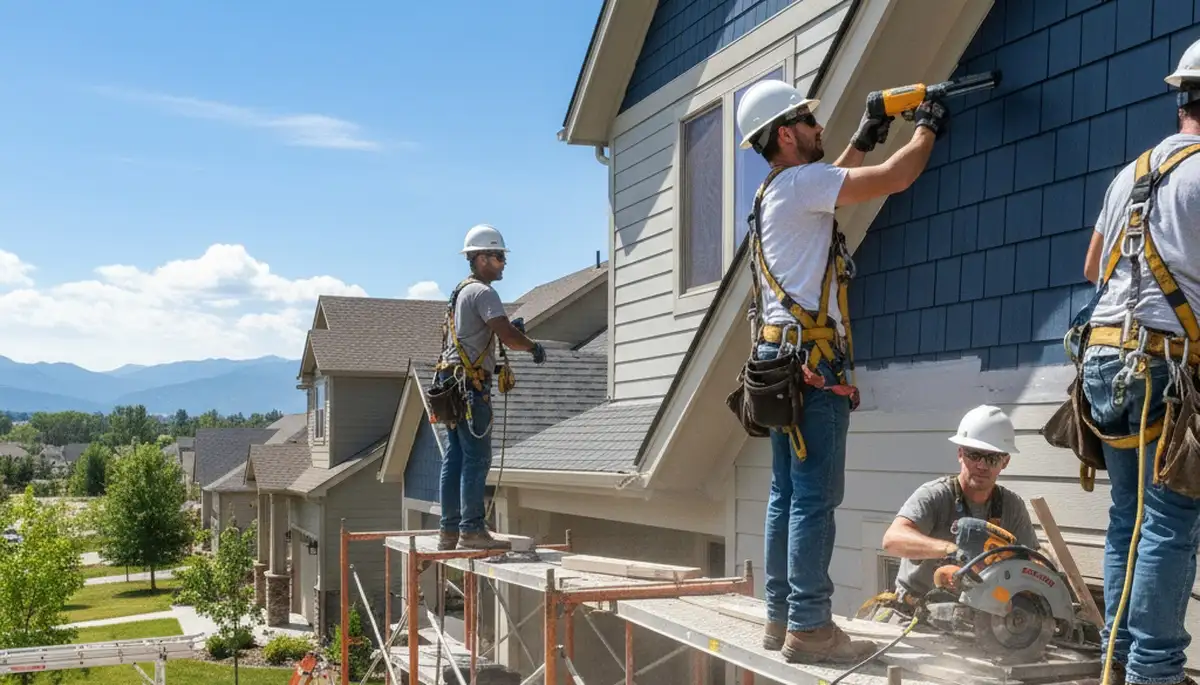 Vinyl siding installation by Denver, CO siding contractors for residential homes